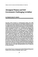 Cover page: Aboriginal Women and Self-Government: Challenging Leviathan