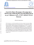 Cover page: Search for Heavy Resonances Decaying into a Photon and a Hadronically Decaying Higgs Boson in pp Collisions at s=13 TeV with the ATLAS Detector