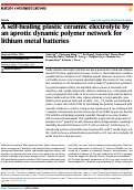 Cover page of A self-healing plastic ceramic electrolyte by an aprotic dynamic polymer network for lithium metal batteries.