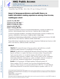 Cover page: Impact of language preference and health literacy on health information-seeking experiences among a low-income, multilingual cohort