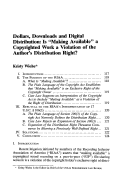 Cover page: Dollars, Downloads and Digital Distribution: Is "Making Available" a Copyrighted Work a Violation of the Author's Distribution Right?