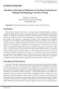 Cover page: Fake News, Fake Science?: Reflections of Teaching Introduction to Biological Anthropology in the Era of Trump