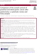 Cover page: Comparison of the overall survival of proximal and distal gastric cancer after gastrectomy: a systematic review and meta-analysis.