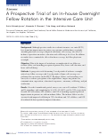 Cover page: A Prospective Trial of an In-house Overnight Fellow Rotation in the Intensive Care Unit.