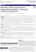 Cover page: Neutrality, conflict, and structural determinants of health in a Jerusalem emergency department.