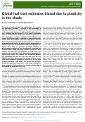 Cover page: Global leaf trait estimates biased due to plasticity in the shade