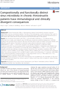 Cover page: Compositionally and functionally distinct sinus microbiota in chronic rhinosinusitis patients have immunological and clinically divergent consequences