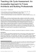 Cover page of Teaching Life Cycle Assessment: An Accessible Approach for Future Architects and Building Professionals