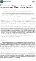 Cover page: Software Tools and Approaches for Compound Identification of LC-MS/MS Data in Metabolomics.