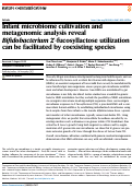 Cover page: Infant microbiome cultivation and metagenomic analysis reveal Bifidobacterium 2-fucosyllactose utilization can be facilitated by coexisting species.