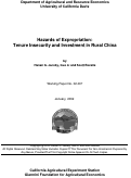 Cover page: Hazards of Expropriation: Tenure Insecurity and Investment in Rural China