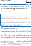 Cover page: An optimally evolved connective ratio of neural networks that maximizes the occurrence of synchronized bursting behavior