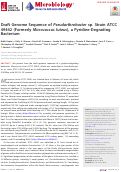 Cover page: Draft Genome Sequence of Pseudarthrobacter sp. Strain ATCC 49442 (Formerly Micrococcus luteus), a Pyridine-Degrading Bacterium