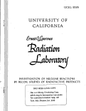 Cover page: INVESTIGATION OF NUCLEAR REACTIONS BY RECOIL STUDIES OF RADIOACTIVE PRODUCTS