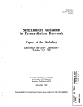 Cover page: Synchrotron Radiation in Transactinium Research, Report of the Workshop, Lawrence Berkeley Laboratory, October 1-2, 1992