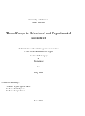 Cover page: Three Essays in Behavioral and Experimental Economics