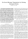 Cover page of On Secret-Message Transmission by Echoing Encrypted Probes