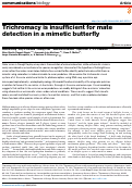 Cover page: Trichromacy is insufficient for mate detection in a mimetic butterfly.