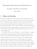 Cover page: Phonological Abstraction in The Mental Lexicon