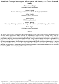 Cover page: Math Self-Concept, Stereotypes, Achievement and Anxiety – A Cross-Sectional Study