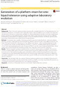 Cover page: Generation of a platform strain for ionic liquid tolerance using adaptive laboratory evolution