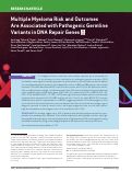 Cover page: Multiple Myeloma Risk and Outcomes Are Associated with Pathogenic Germline Variants in DNA Repair Genes.