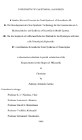 Cover page: I, Studies directed towards the total synthesis of nocathiacin III : II, the development of a new synthetic technology for the construction of N-hydroxyindoles and synthesis of nocathiacin model systems ; III, the development of a mild and selective method for the hydrolysis of esters with trimethyltin hydroxide ; IV, contributions towards the total synthesis of thiostrepton