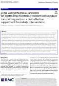 Cover page: Long-lasting microbial larvicides for controlling insecticide resistant and outdoor transmitting vectors: a cost-effective supplement for malaria interventions