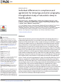 Cover page: Individual differences in compliance and agreement for sleep logs and wrist actigraphy: A longitudinal study of naturalistic sleep in healthy adults