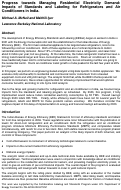 Cover page: Progress towards Managing Residential Electricity Demand:  Impacts of Standards and Labeling for Refrigerators and Air Conditioners in India