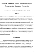 Cover page: Survey of Significant Factors Preventing Complete Enforcement of Mandatory Vaccination