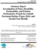 Cover page: Summary Report: Investigation of Noise, Durability, Permeability, and Friction Performance Trends for Asphalt Pavement Surface Types: First- and Second-Year Results