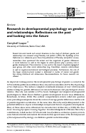 Cover page: Research in developmental psychology on gender and relationships: Reflections on the past and looking into the future