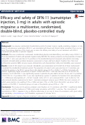 Cover page: Efficacy and safety of DFN-11 (sumatriptan injection, 3 mg) in adults with episodic migraine: a multicenter, randomized, double-blind, placebo-controlled study