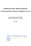 Cover page of A Return to the "Mexican Room": The Segregation of Arizona's English Learners
