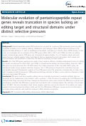 Cover page: Molecular evolution of pentatricopeptide repeat
genes reveals truncation in species lacking an editing
target and structural domains under distinct
selective pressures