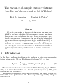 Cover page: The Variance of Sample Autocorrelations: Does Barlett's Formula Work With ARCH Data?