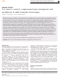 Cover page: Too hard to control: compromised pain anticipation and modulation in mild traumatic brain injury.