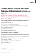 Cover page: Tocilizumab in patients hospitalised with COVID-19 pneumonia: Efficacy, safety, viral clearance, and antibody response from a randomised controlled trial (COVACTA)