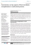 Cover page: Commentary on key aspects of fecal microbiota transplantation in small animal practice