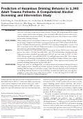 Cover page: Predictors of Hazardous Drinking Behavior in 1,340 Adult Trauma Patients: A Computerized Alcohol Screening and Intervention Study