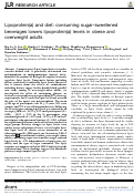 Cover page: Lipoprotein(a) and diet: consuming sugar-sweetened beverages lowers lipoprotein(a) levels in obese and overweight adults