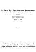 Cover page: It Takes Two: The Reciprocal Relationship Between Social Capital and Democracy