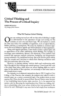 Cover page: Critical Thinking and the Process of Critical Inquiry