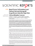 Cover page: Basal Tumor Cell Isolation and Patient-Derived Xenograft Engraftment Identify High-Risk Clinical Bladder Cancers