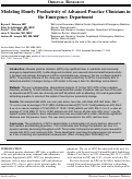 Cover page: Modeling Hourly Productivity of Advanced Practice Clinicians in the Emergency Department