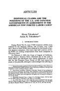 Cover page: Individual Claims: Are the Positions of the U.S. and Japanese Governments in Agreement in the American POW Forced Labor Cases