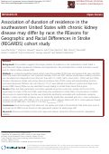 Cover page: Association of duration of residence in the southeastern United States with chronic kidney disease may differ by race: the REasons for Geographic and Racial Differences in Stroke (REGARDS) cohort study.