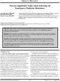 Cover page: Factors Applicants Value when Selecting an Emergency Medicine Residency