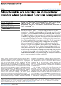 Cover page: Mitochondria are secreted in extracellular vesicles when lysosomal function is impaired.